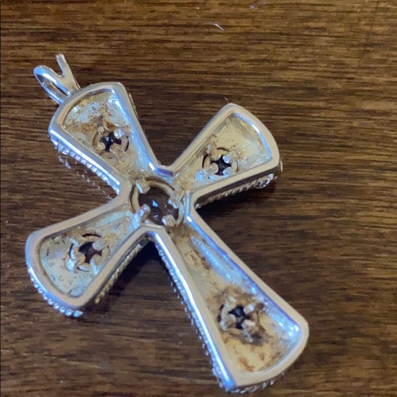 Sterling S gold plated garnet citrine stone cross - Picture 4 of 4